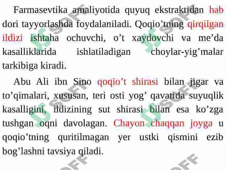 QOQIO’TDOSHLAR OILASI VA ULARNI DORIVORLIK XUSUSIYATLARI 4