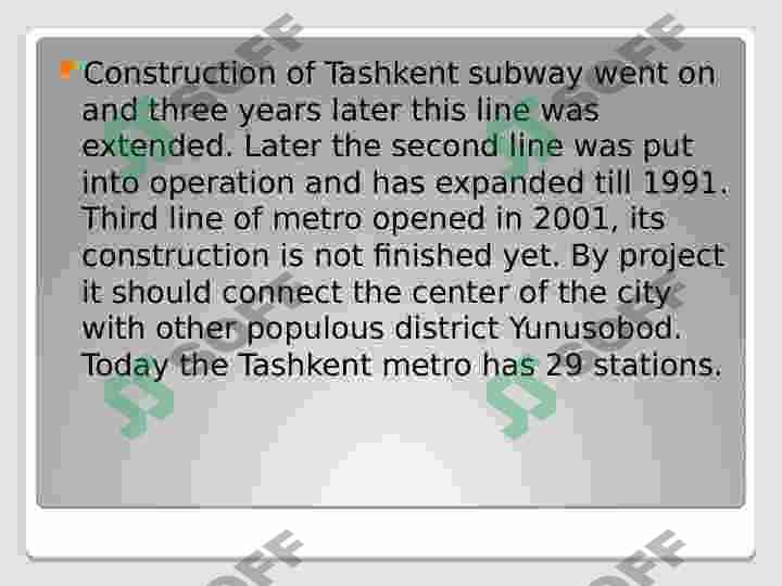 Underground of Tashkent. Toshkent metrosi 4