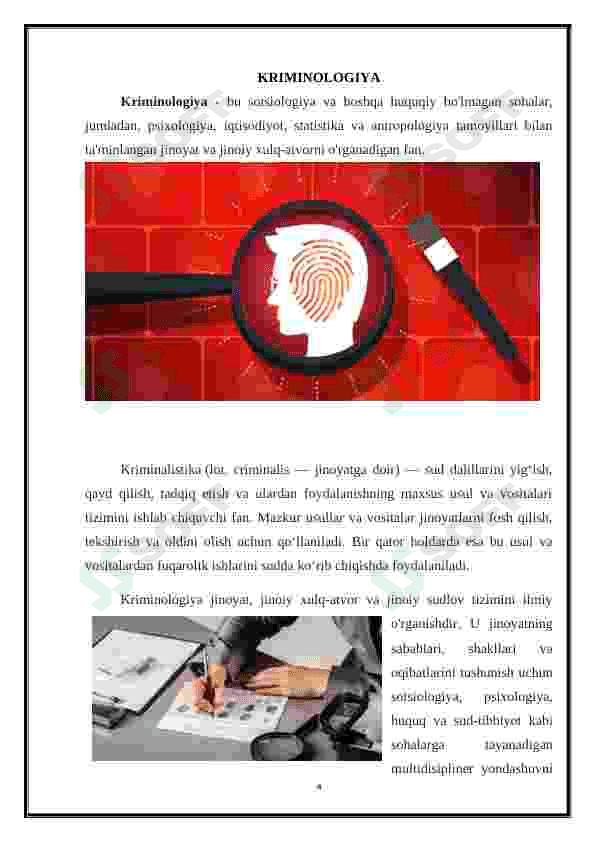Kriminalistikada kimyoning o’rni 4