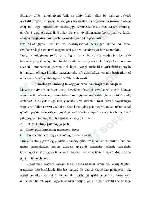 Psixologiya fanining rivojlanish tarixi va hozirgi holati 5