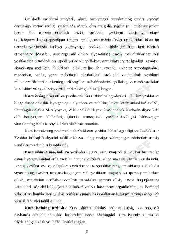 Yoshlarni qo'llab- quvvatlashda davlat siyosatining ahamiyati 5