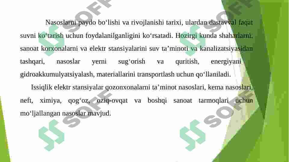 Kirish. Nasoslar xaqida umumiy tushunchalar. 5