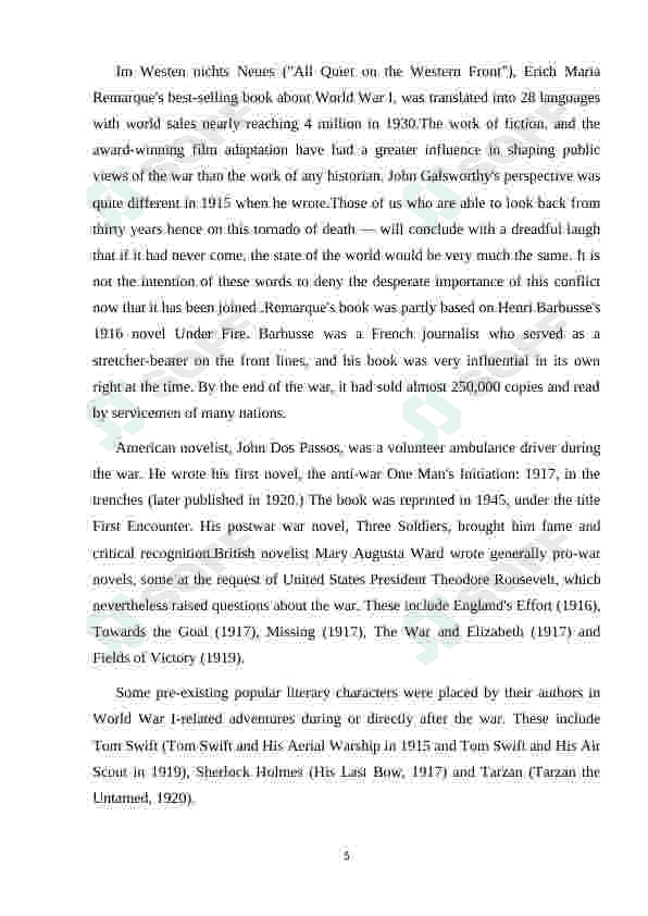 THE STATE OF LITERATURE AFTER THE FIRST WORLD WAR 5