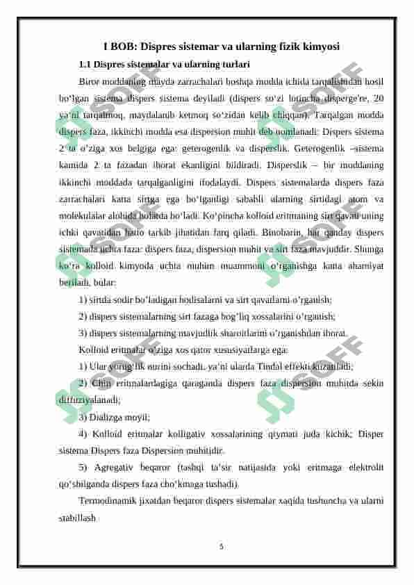 Yuqori dispersli sistemalarning o'ziga xos xususiyatlari 5