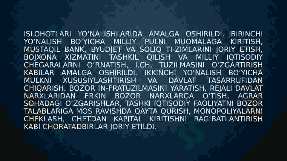 Oʻzbekistonda iqtisodiy islohotlar 5