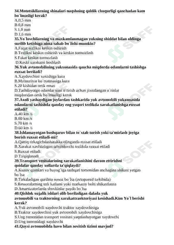 Avtomobil va yo'l harakati qoidalari 5