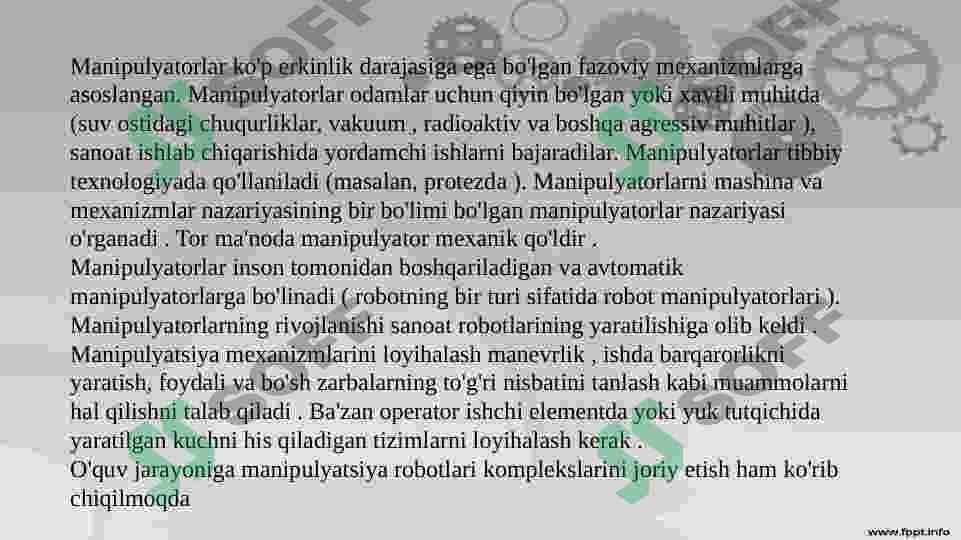 Manipulyatorlar. Manipulyatorlarni boshqarish 5