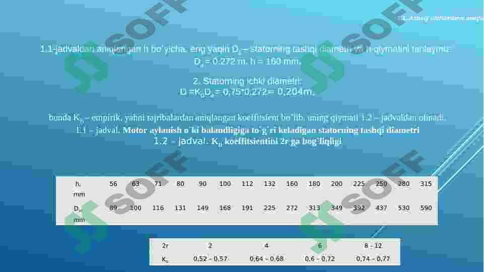 Uch fazali qisqa tutashgan rotorli asinxron motorni loyihalash 5