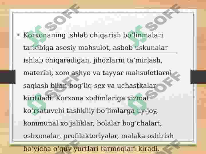 Korxona tuzilmasi va uni belgilovchi omillar 5