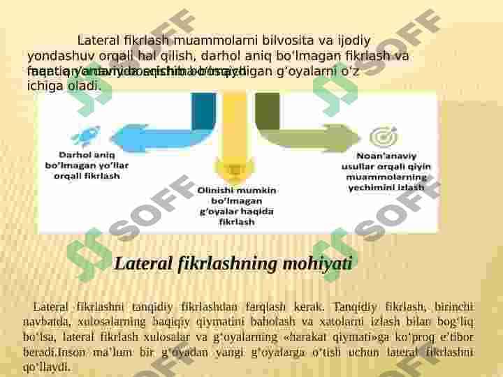 «VERTICAL THINKING» (VERTIKAL FIKRLASH) VA «LATERAL THINKING» (LATERAL FIKRLASH) 5