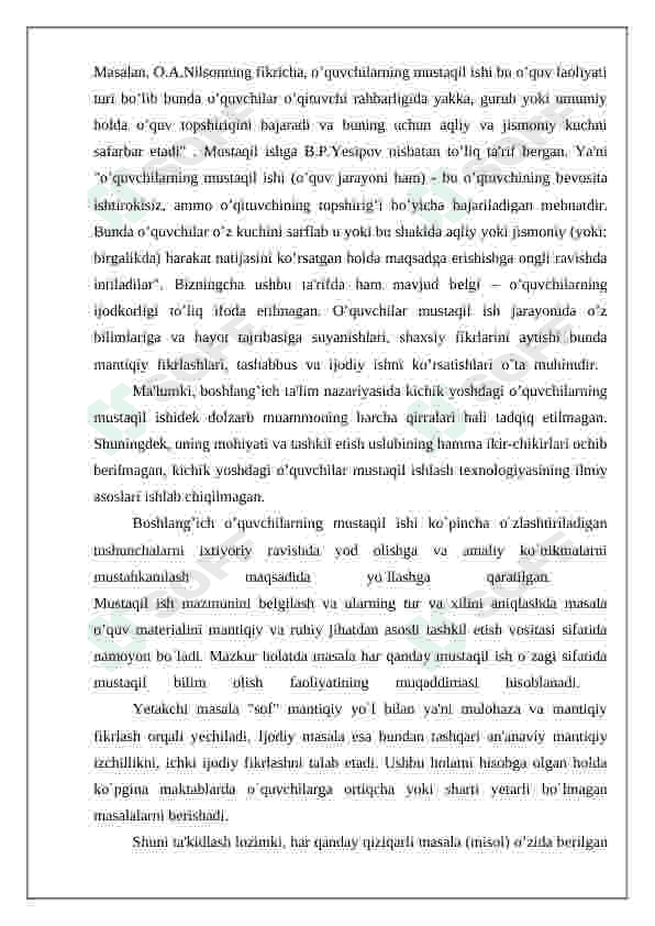 “ MING  ICHIDA ARIFMETIK AMALLARNI O`RGANISHDA O`QUVCHILARNING MUSTAQIL ISHLARINI TASHKIL ETISH 5