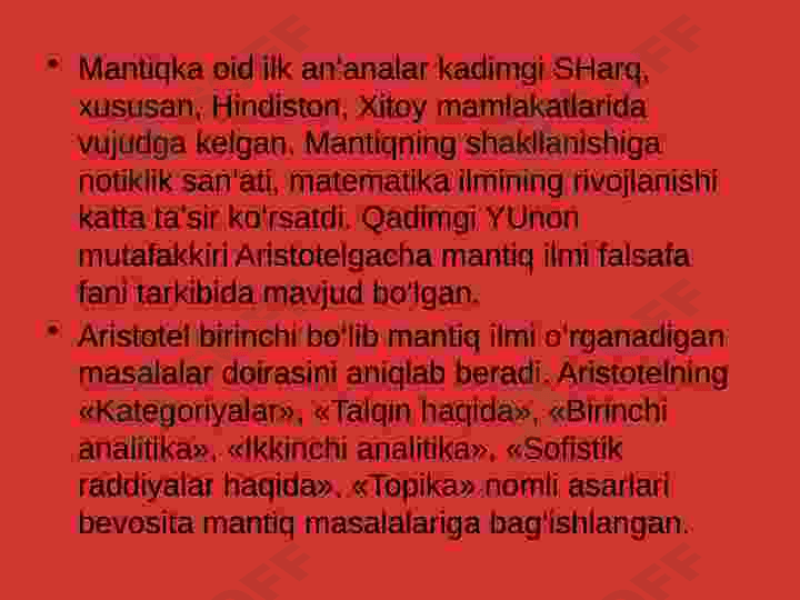 Mantiq bilish nazariyasining tarkibiy qismi 5