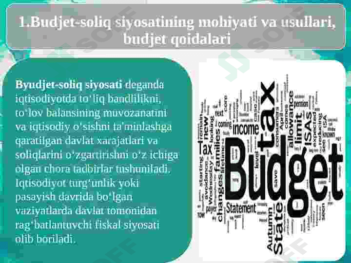 Ochiq iqtisodiyotda byudjet soliq siyosati 5