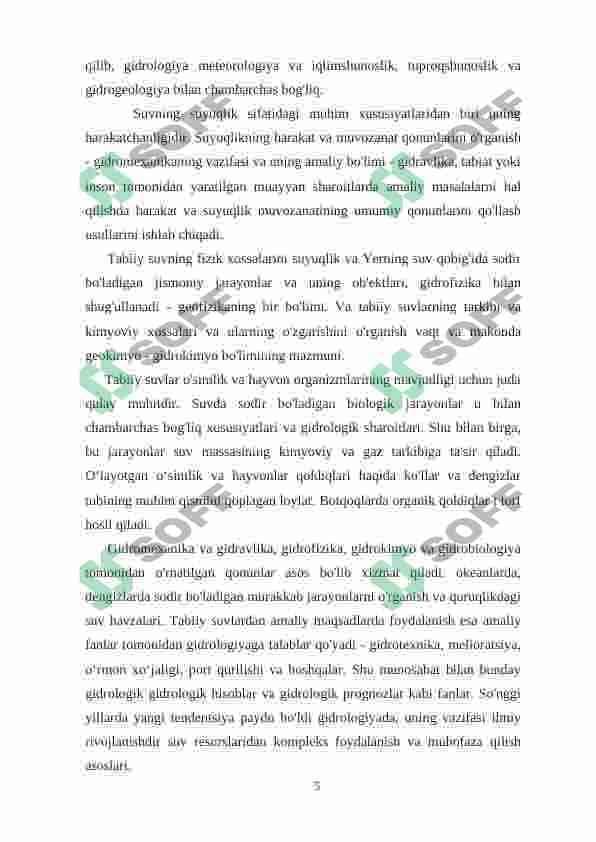 DARYOLARNING SUV REJIMI FAZALARI, VA ULARNING ELEMENTLARINI ANIQLASH 5