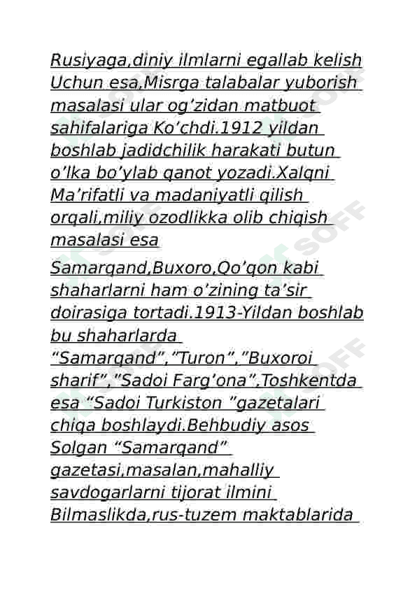 XX asr boshlarida Turkiston milliy matbuoti 5
