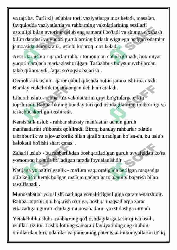 Rahbarlik va yetakchilik referat 5