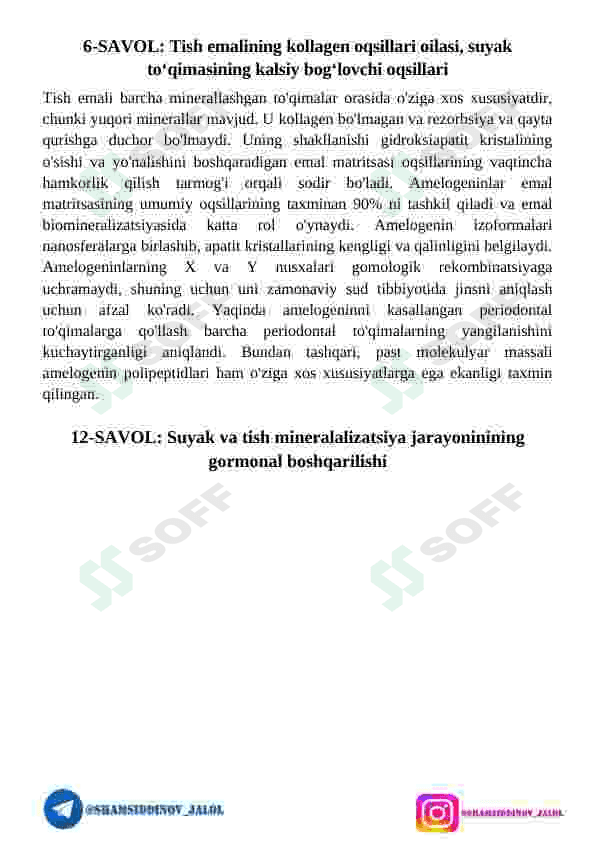 BIOKIMYO FANIDAN IMTIXON SAVOLLARIGA JAVOBLAR 5