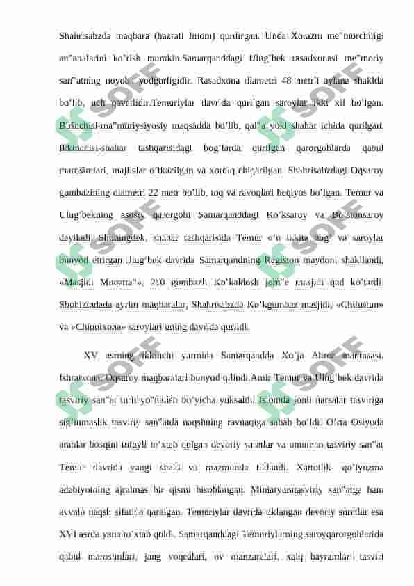 Temur va temuriylar davri me’moriy yodgorliklari tarixi 5