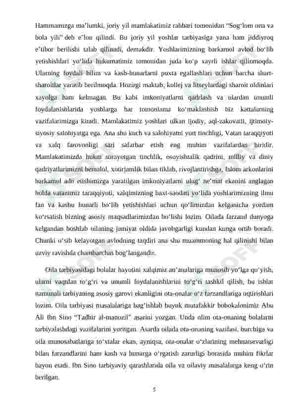 Sog’lom avlod mustahkam jamiyat asosi 5
