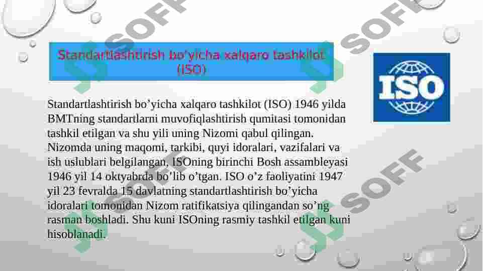 Metrologiya va standartlashtirish bo’yicha xalqaro tashkilotlar 5