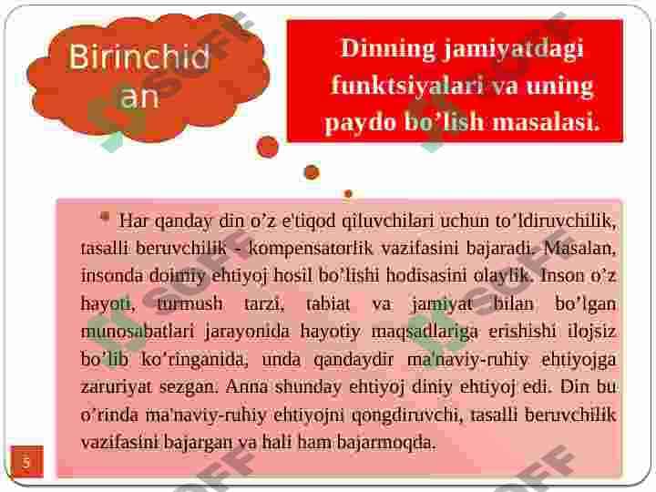 Dinning vujudga kelishi, diniy ta’limotlarning shakllanishi va rivojlanishi 5