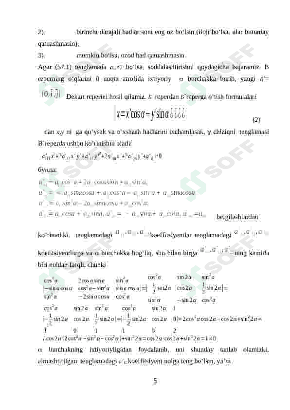 Ikkinchi tartibli chiziqlarning tenglamasiga ko‘ra yasash. 5