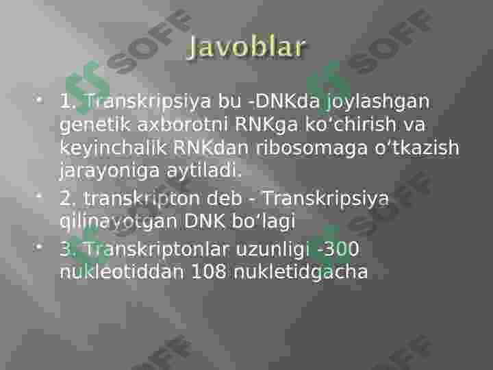 Transkripsiya sikli.DNK RNK BILAN BOGʻLANISHI 5