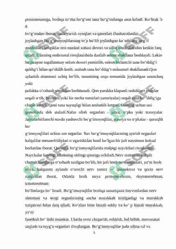 Bo’g’imoyoqlilarning keng tarqalish sabablari 5