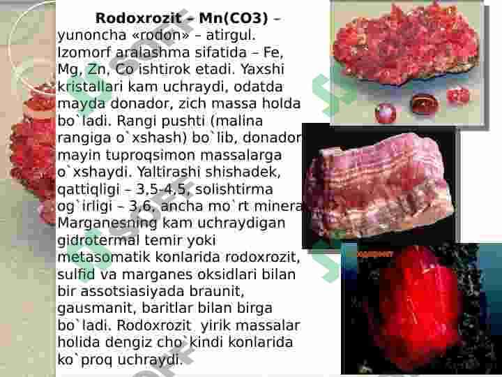 KARBONATLAR SINFI MINERALLARINI 5