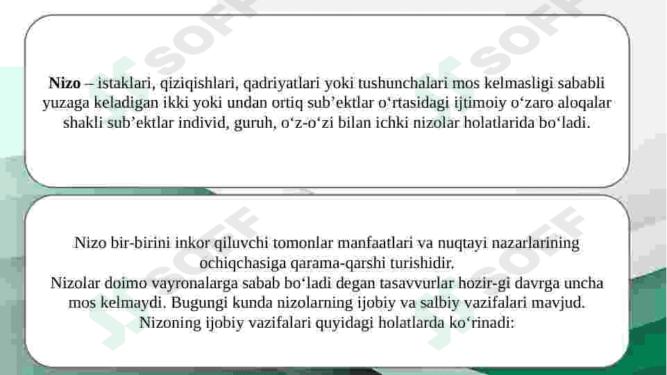 Konflitklarning yuzaga kelish omillari 5