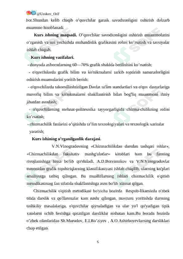 Chizmachilik darslarini tashkil qilish va o`qitish mеtоdlari 6