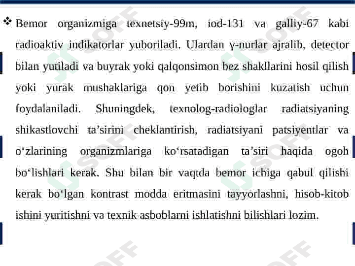 Yadro kimyosining tibbiyotdagi o’rni 6