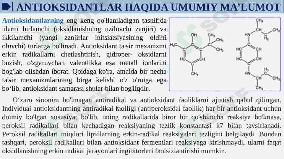 ANTIOKSIDANTLAR. ULARNING KLINIKADA QO'LLANILISHI 6