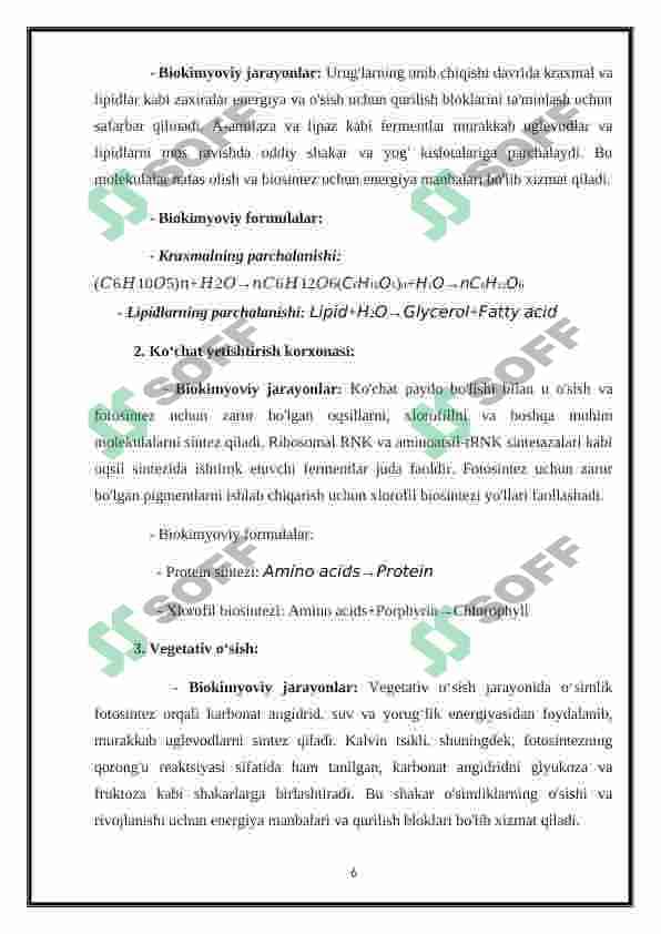 O’simliklar ontogenezining fiziologik tavsifi 6