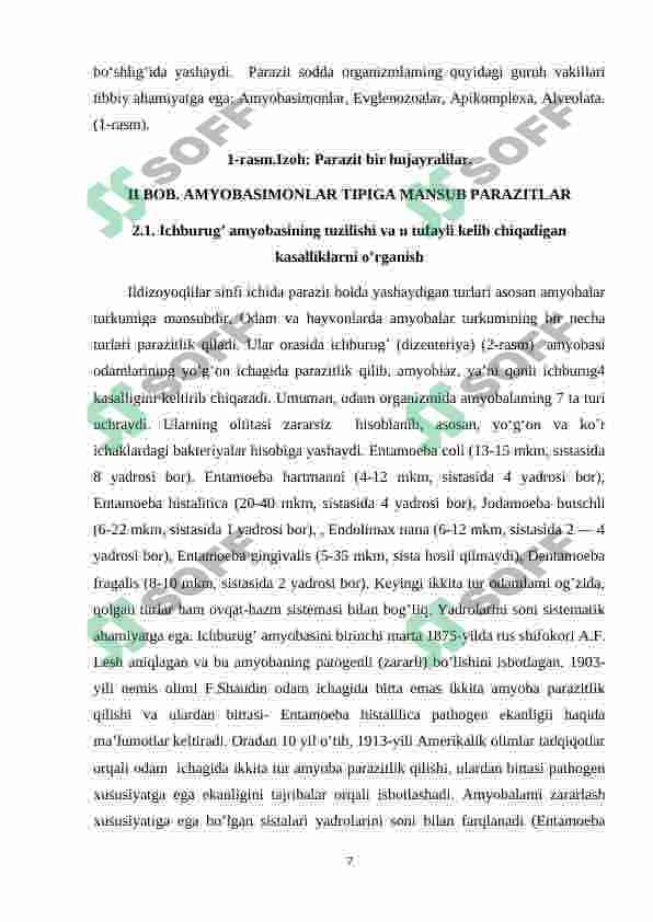 BIR HUJAYRALI PARAZITLAR VA ULARNI O’RGANISH 6