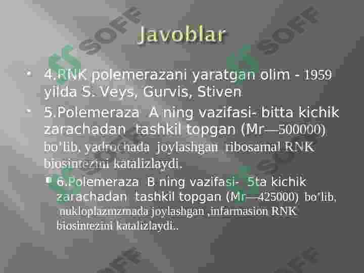 Transkripsiya sikli.DNK RNK BILAN BOGʻLANISHI 6