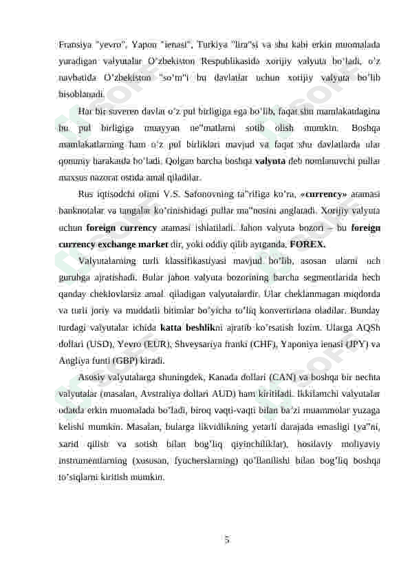 Xalqaro valyuta tizimlari va ularning o'zgarishlari 6