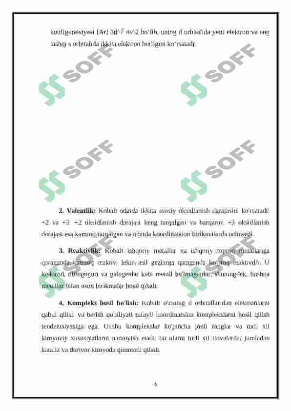 Kobalt, nikel birikmalarining biologik ahamiyati 6
