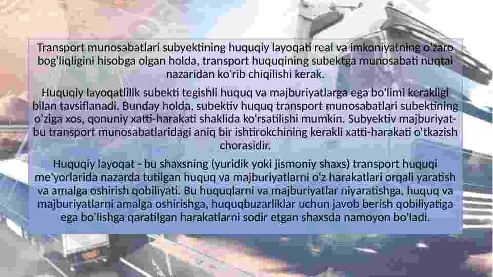 Transport huquqi va qonunchiligi 6