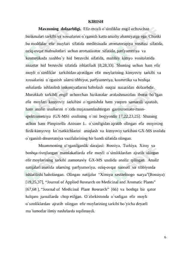 Oʻzbekistonning keng tarqalgan efir moyli oʻsimliklar 6