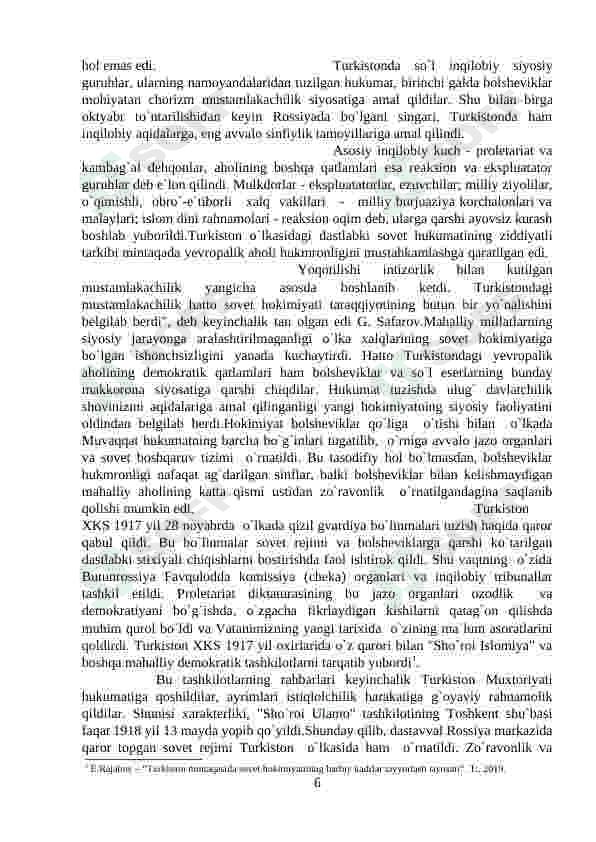 “TURKISTONDA BOLSHEVIKLAR HUKMRONLIGI VA UNING XONLIKLARGA TA’SIRI” 6