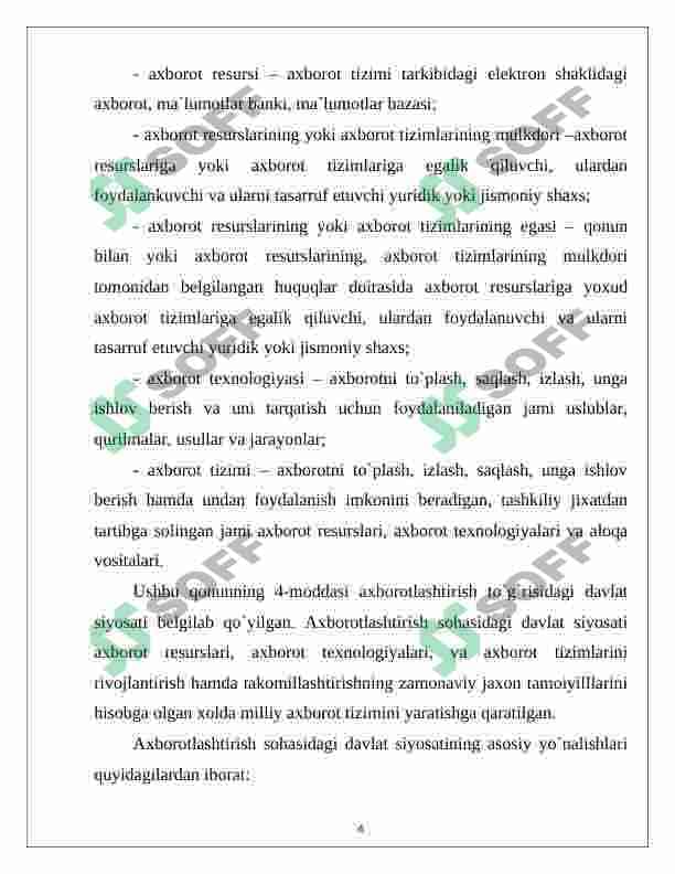 O'zbekiston Respublikasida ma'lumotlarni himoyalashning meyoriy-huquqiy va qonunchilik asoslari 6