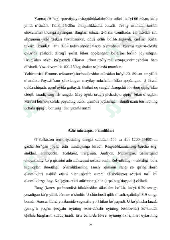 o'zbeksitonning tog', cho'l dashtlarida o'sadigan o'simliklari 6