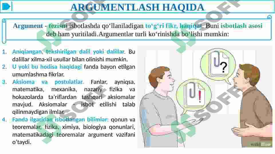 ARGUMENTLASH VA BILIMLAR TARAQIYOTINI MA’NAVIY ASOSLASH 6