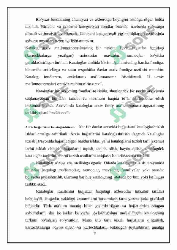ARXIVLARDA HUJJATLARNI BAHOLASH, SARALASH 6