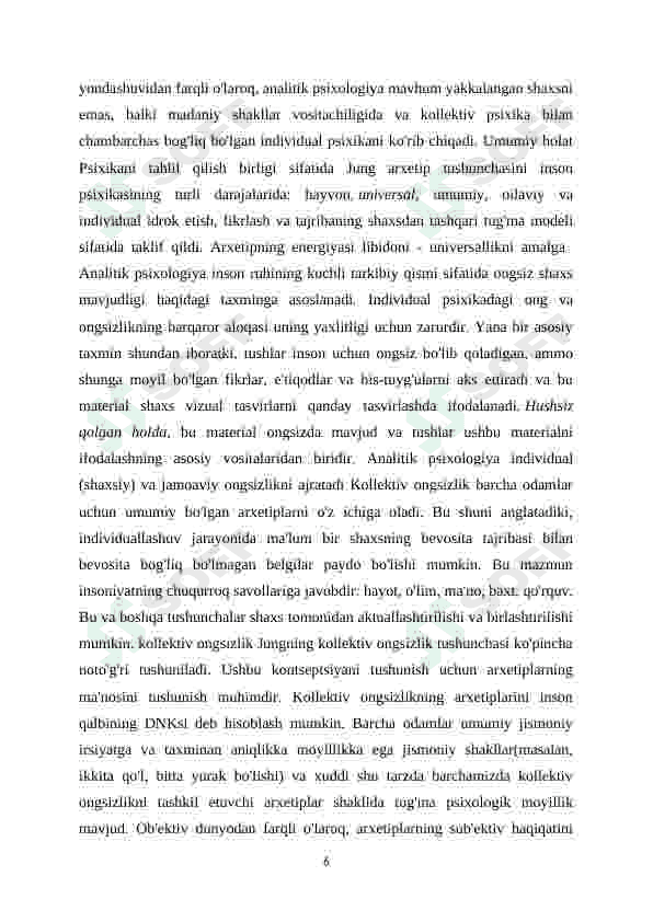 Analitik psixalogiyada shaxsning rivojlanishi 6