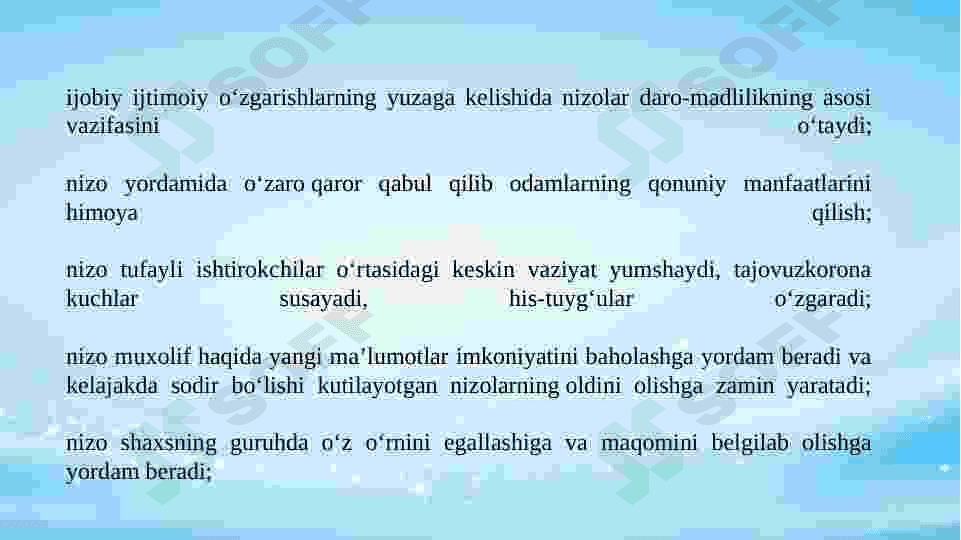 Konflitklarning yuzaga kelish omillari 6