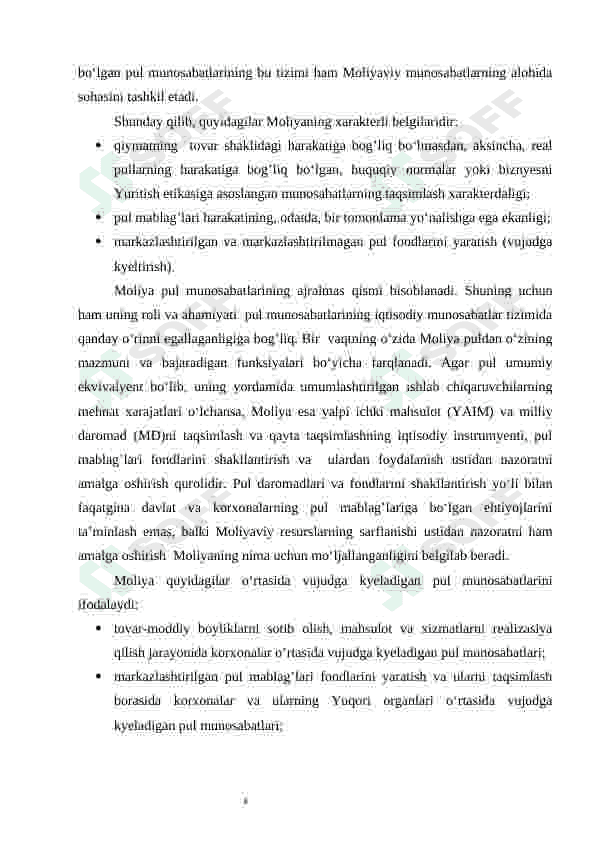 MOLIYA MEXANIZMI 6
