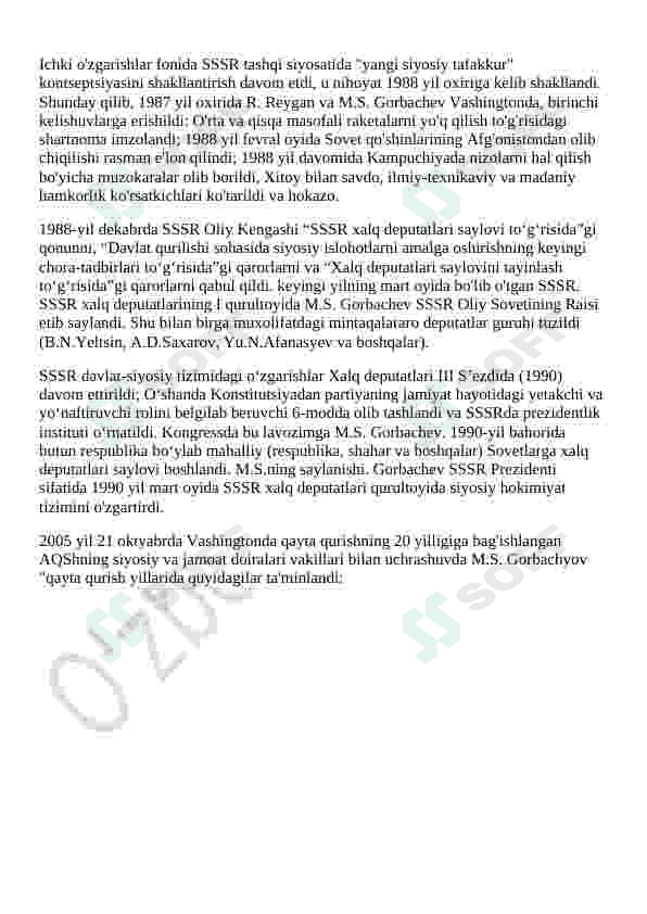Qayta qurish siyosati va uning inqirozi. Fargʻona fojialari 6