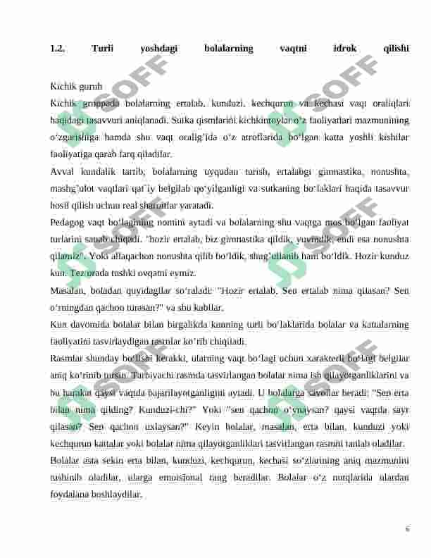 Bolalarni vaqtni chamalashga o'rgatish vazifalari 6